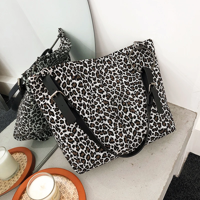 

с досавкой Leopard Canvas Bucket Bags for Women 2020 Branded Shoulder Handbags and Purses Female Trending Cross Body